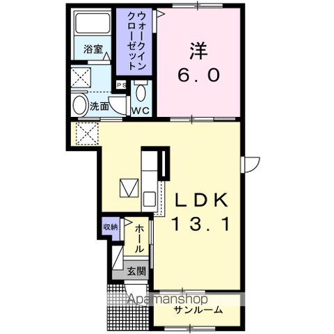 シエル エ ペシェ Ⅰ(1LDK/1階)の間取り写真