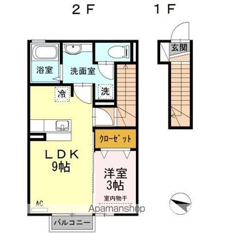 サニーフラット大道北 A(1LDK/2階)の間取り写真