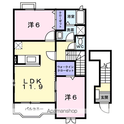 アルカンシェルB(2LDK/2階)の間取り写真