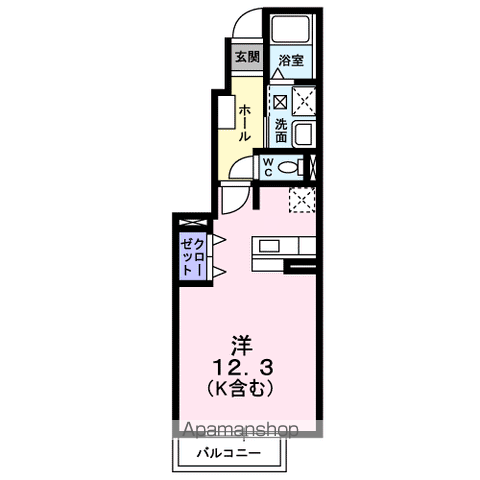 アレグリアⅡ(ワンルーム/1階)の間取り写真