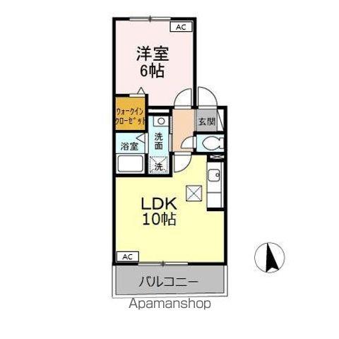 ラ・テール B(1LDK/1階)の間取り写真