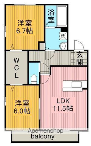 セントレア(2LDK/1階)の間取り写真