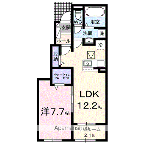 リーベ佐久CURRENTⅡ(1LDK/1階)の間取り写真