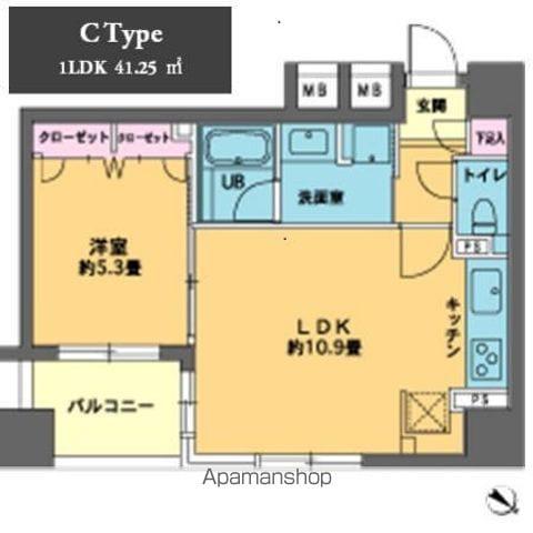カスタリア人形町2(1LDK/7階)の間取り写真