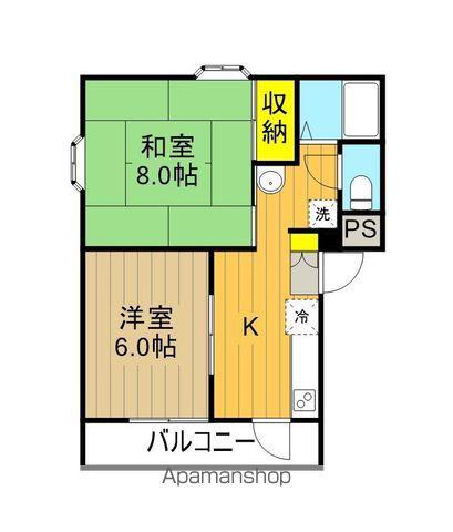 ヴェルドール長者(2K/1階)の間取り写真