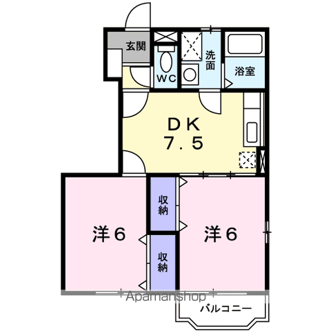 メルクマールSX2(2DK/1階)の間取り写真