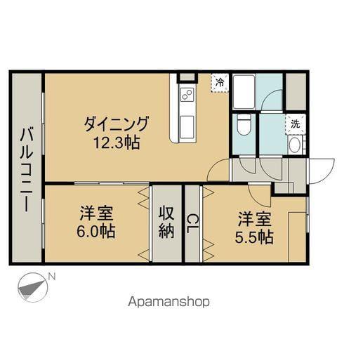グレイスコート高嶺(2LDK/1階)の間取り写真