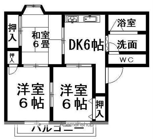 セジュール土居田A棟(3DK/2階)の間取り写真