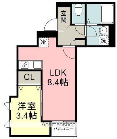 ミモザイズム新宮中央(1LDK/2階)の間取り写真