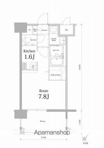 エンクレスト博多駅南BASE(1K/12階)の間取り写真