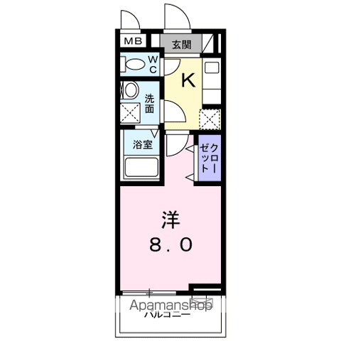 アビタシオンⅠ(1K/2階)の間取り写真