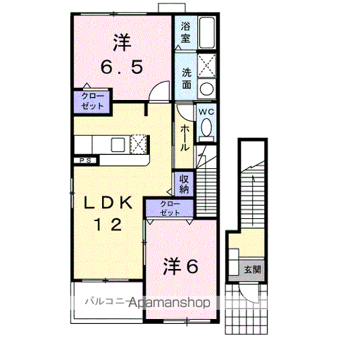 グラースアンジュⅡ(2LDK/2階)の間取り写真