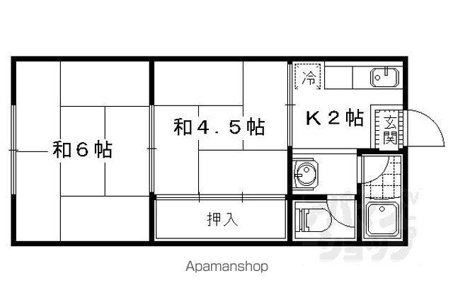 CASA坂脇(2K/1階)の間取り写真
