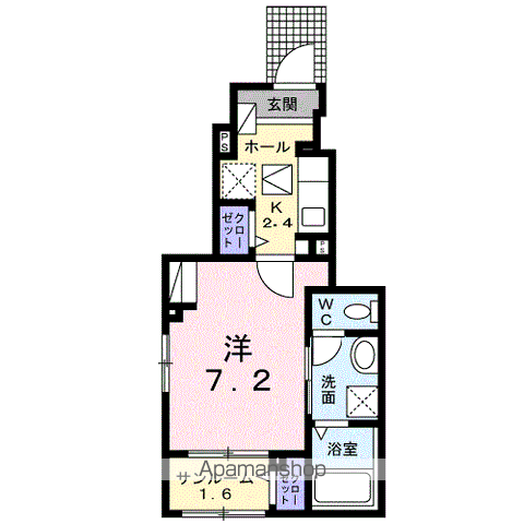 セレーナ(1K/1階)の間取り写真