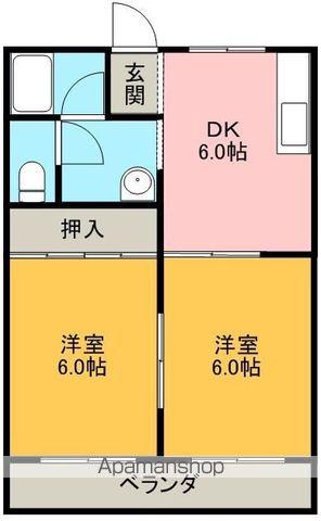 エクセルハイム匠ヶ丘(2DK/2階)の間取り写真