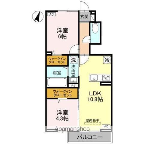 ソレイユ(2LDK/1階)の間取り写真