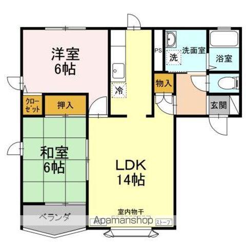 クイーンズパーク青葉A棟(2LDK/2階)の間取り写真