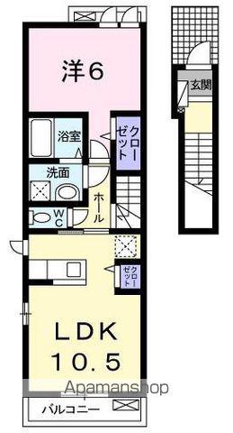 フィオーレⅢ(1LDK/2階)の間取り写真