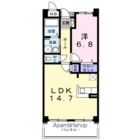 ザ・ウィングS(1LDK/2階)の間取り写真