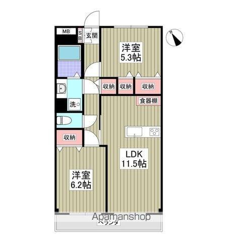 グランドマンション中内出(2LDK/1階)の間取り写真