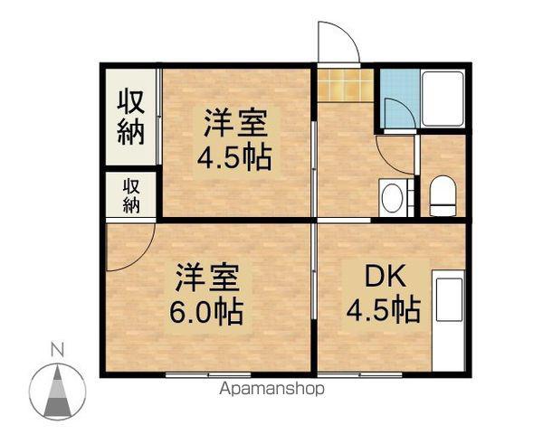 パレット(2DK/1階)の間取り写真