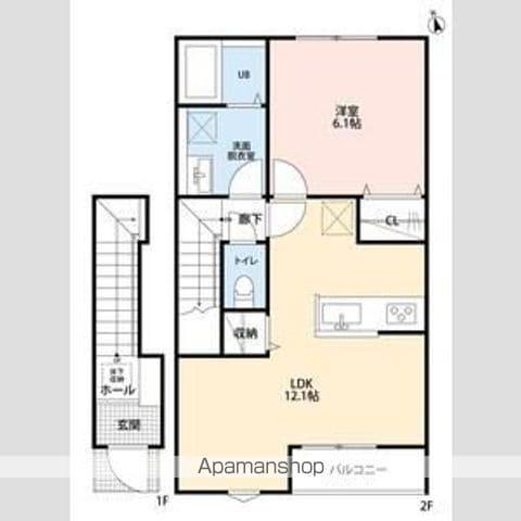 リーブルファイン若葉桜木(1LDK/2階)の間取り写真