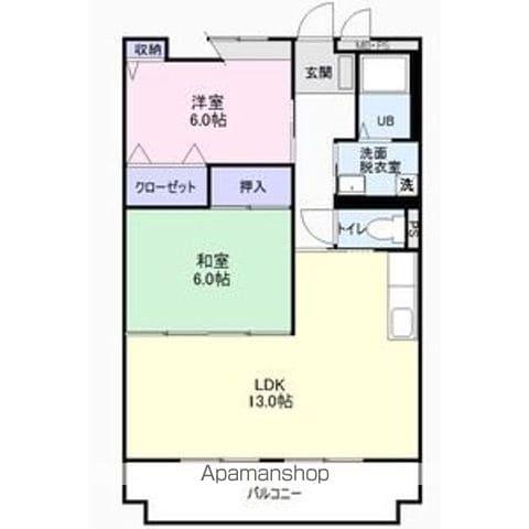 リベラもとまち(2LDK/2階)の間取り写真