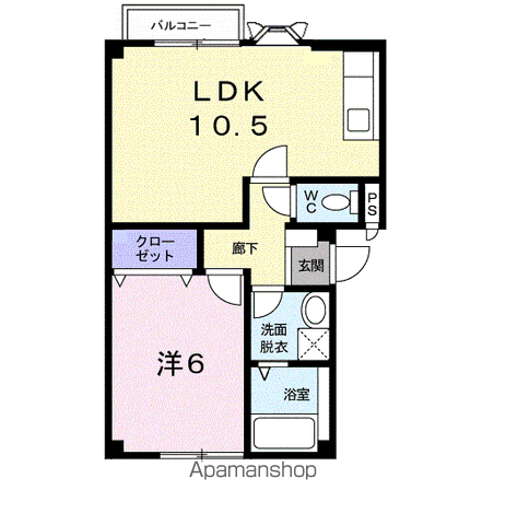ファミール砂岡(1LDK/1階)の間取り写真