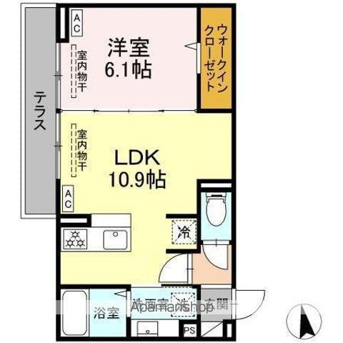 トリシア東口(1LDK/1階)の間取り写真