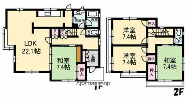 予讃線 今治駅 徒歩30分 2階建 築38年(4LDK)の間取り写真