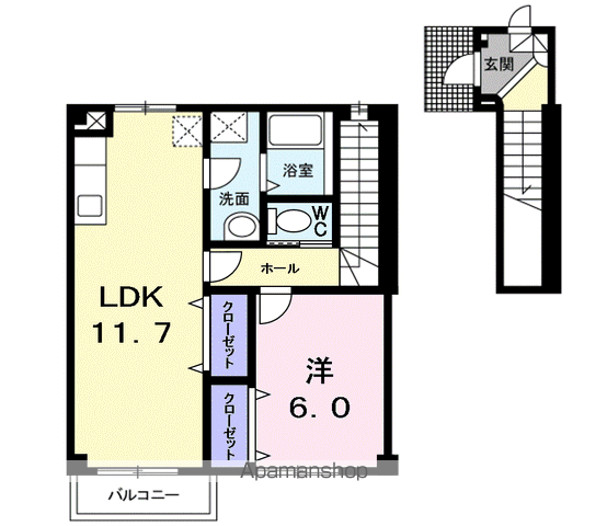 メゾン・クリスタルⅡ(1LDK/2階)の間取り写真