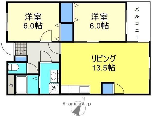 パレスM1(2LDK/2階)の間取り写真