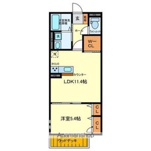 アンビエント・アイ(1LDK/1階)の間取り写真