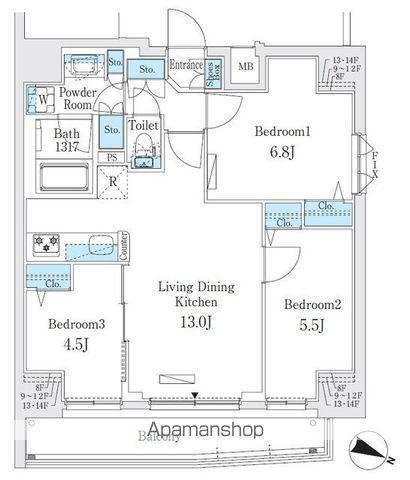 プライムブリス板橋本町(3LDK/12階)の間取り写真