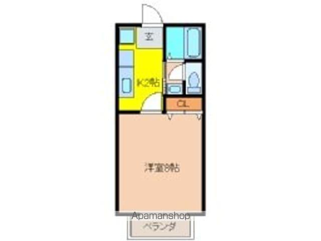 サン・FRIENDS木曽(1K/2階)の間取り写真