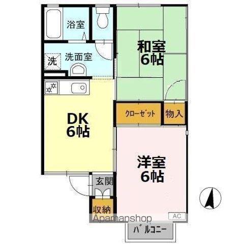 ハイツサウスヒル(2DK/1階)の間取り写真