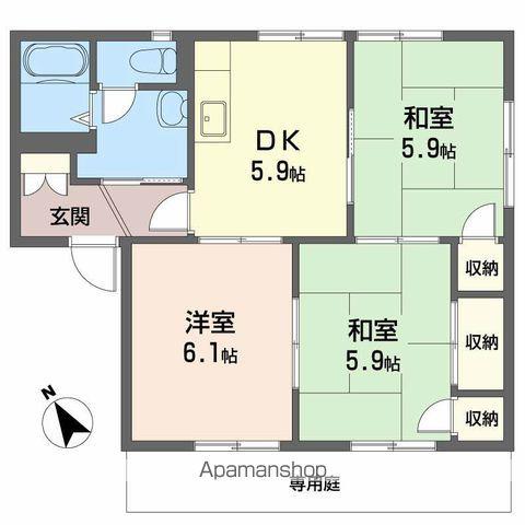 ラルジュ瀬戸A棟(3DK/1階)の間取り写真