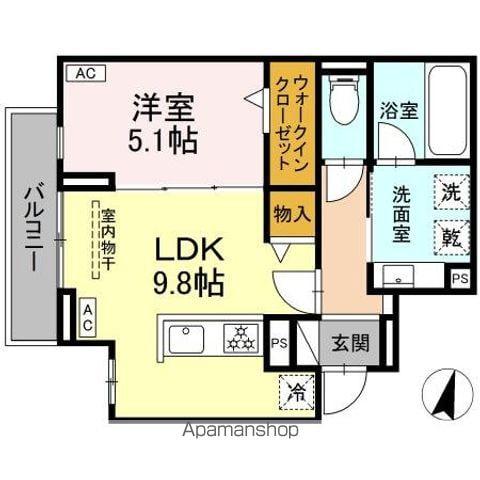 LUVITA上社(1LDK/2階)の間取り写真