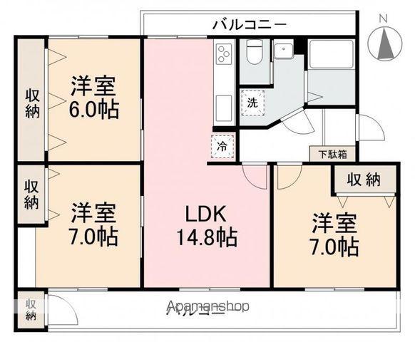 こぐまマンション屋島ⅢB(3LDK/2階)の間取り写真