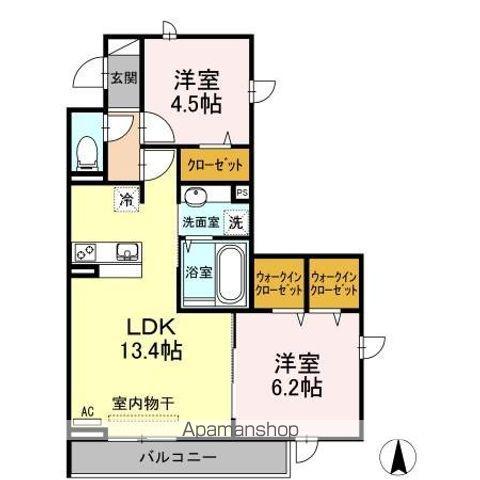 ゼファーコートⅡ(2LDK/3階)の間取り写真