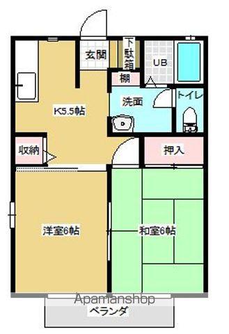 ディアスパーク(2DK/2階)の間取り写真