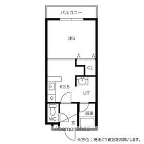 パークコート恵み野(1K/1階)の間取り写真