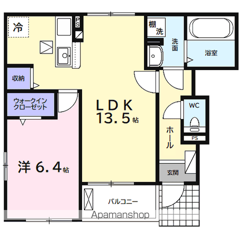 モンレーヴA(1LDK/1階)の間取り写真