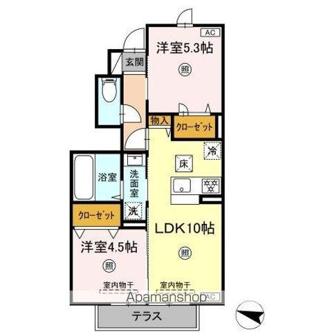 プレジール(2LDK/1階)の間取り写真