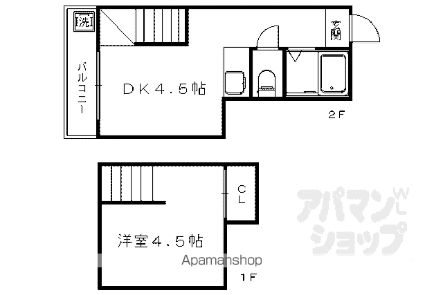 ファミリエ桂(1DK/2階)の間取り写真