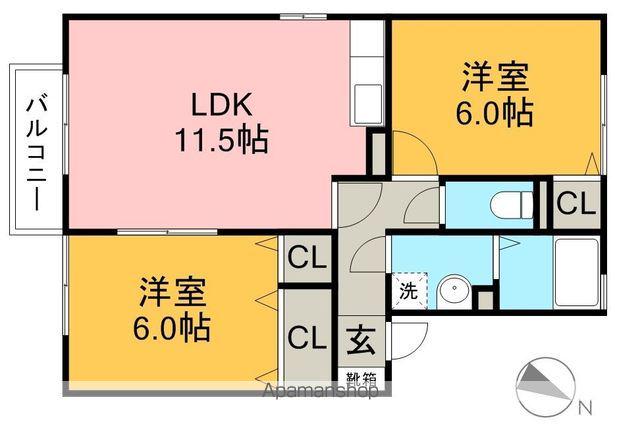 ウィルモア 土佐(2LDK/1階)の間取り写真