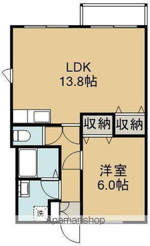 ロイヤルシティ参番館 若松町(1LDK/5階)の間取り写真