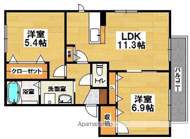 ジュネスコートA(2LDK/2階)の間取り写真