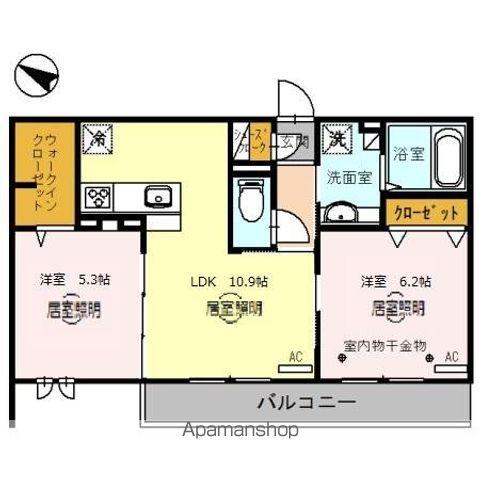 ロイジェントパークスレイクタウンII A(2LDK/2階)の間取り写真