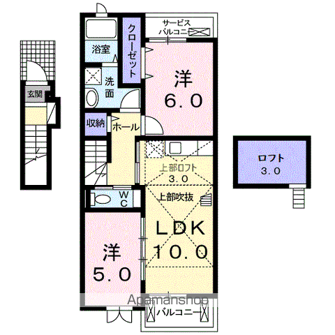 ロータス(2LDK/2階)の間取り写真